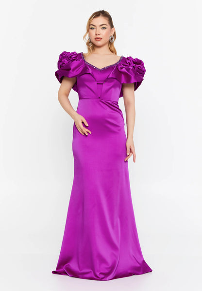 Short Sleeve Maxi Satin Mermaid Regular Wedding Guest Dress Unit Price: €75