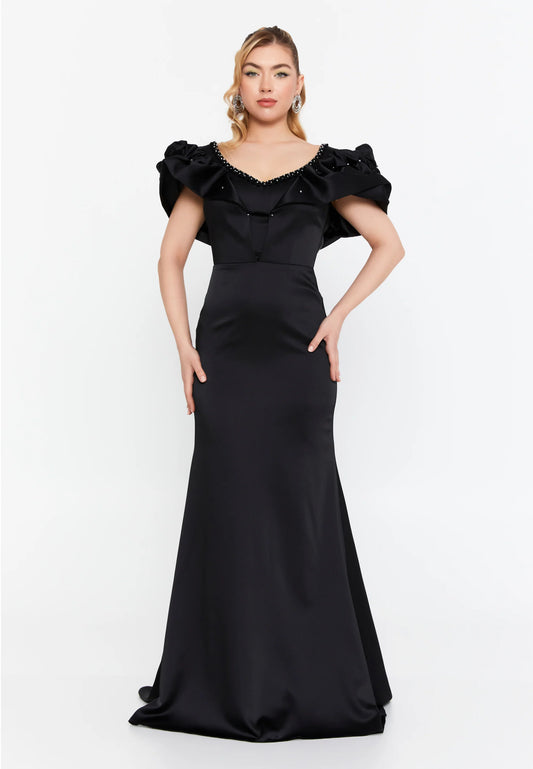 Short Sleeve Maxi Satin Mermaid Regular Wedding Guest Dress Unit Price: €75