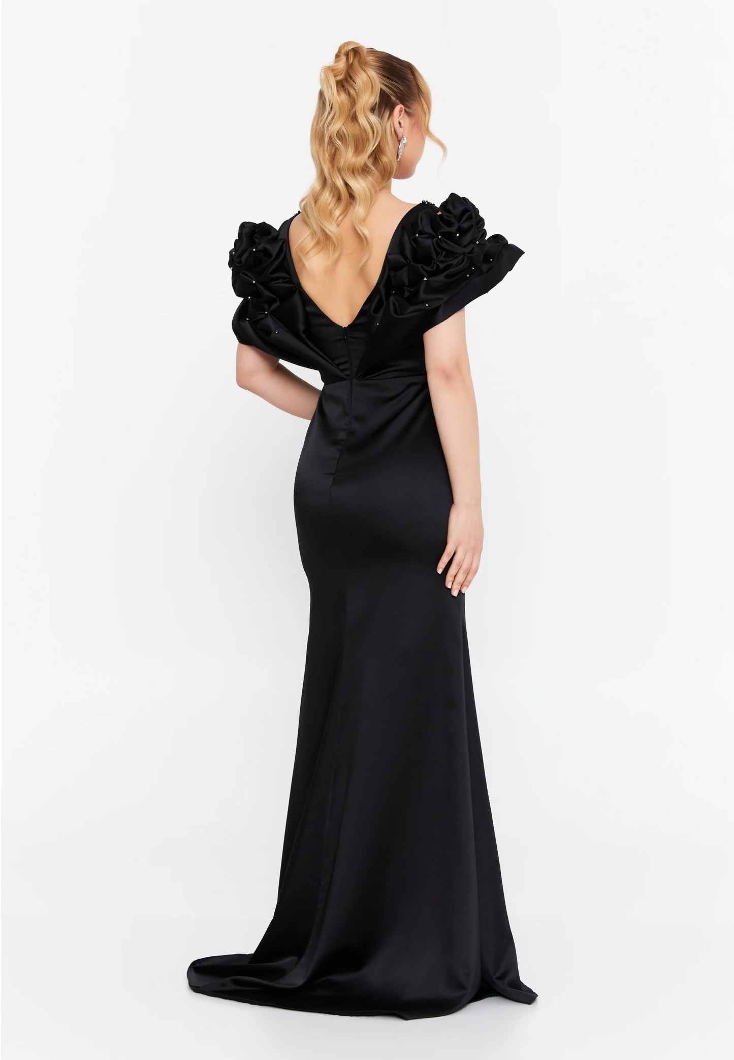 Short Sleeve Maxi Satin Mermaid Regular Wedding Guest Dress Unit Price: €75