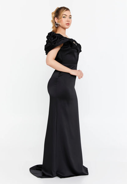 Short Sleeve Maxi Satin Mermaid Regular Wedding Guest Dress Unit Price: €75