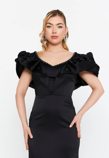 Short Sleeve Maxi Satin Mermaid Regular Wedding Guest Dress Unit Price: €75