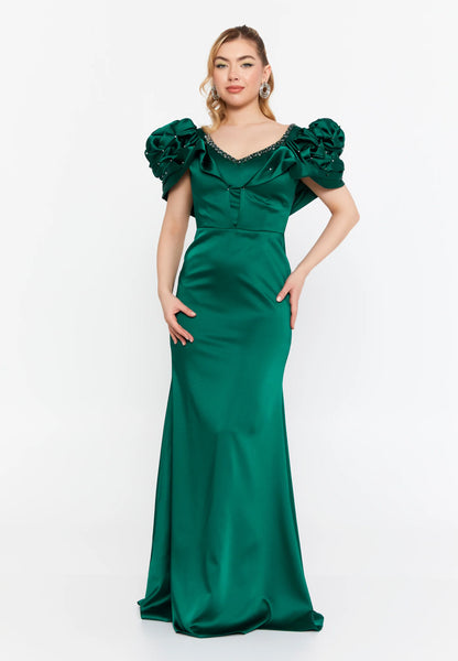 Short Sleeve Maxi Satin Mermaid Regular Wedding Guest Dress Unit Price: €75