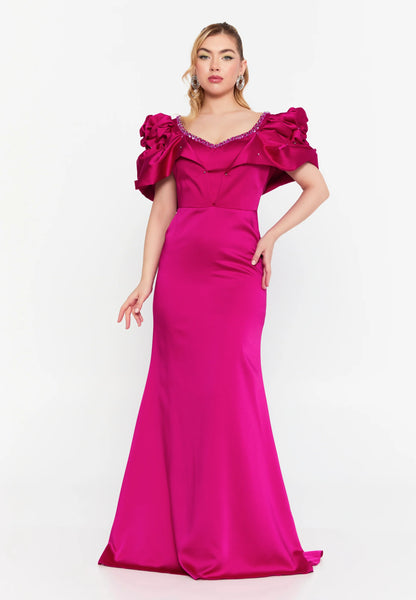 Short Sleeve Maxi Satin Mermaid Regular Wedding Guest Dress Unit Price: €75