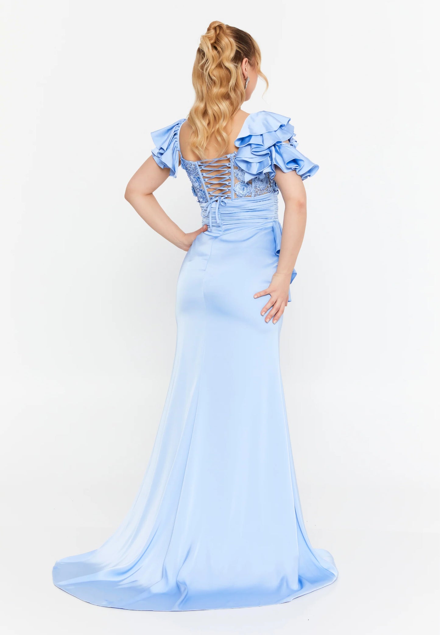 Short Sleeve Maxi Satin Mermaid Regular Wedding Guest Dress Unit Price: €135