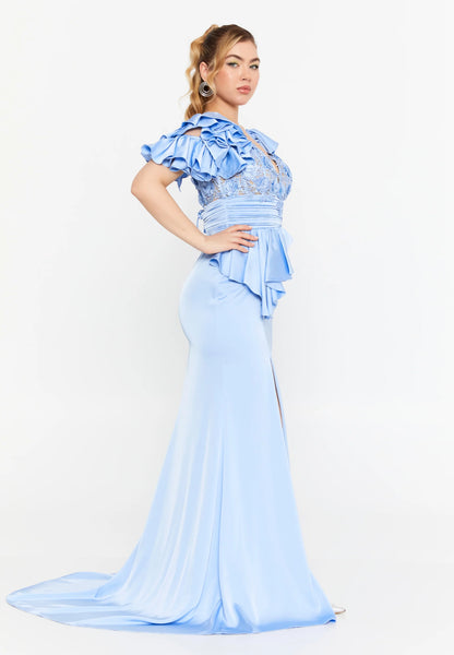 Short Sleeve Maxi Satin Mermaid Regular Wedding Guest Dress Unit Price: €135
