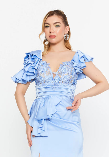 Short Sleeve Maxi Satin Mermaid Regular Wedding Guest Dress Unit Price: €135