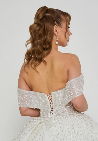 Off Shoulder Maxi Tulle Regular Wedding Dress Unit Price: €780