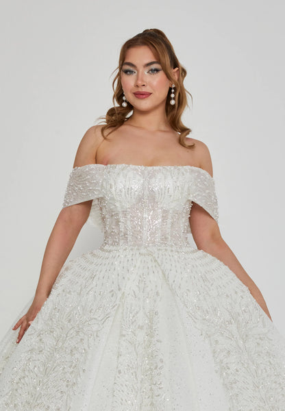 Off Shoulder Maxi Tulle Regular Wedding Dress Unit Price: €780