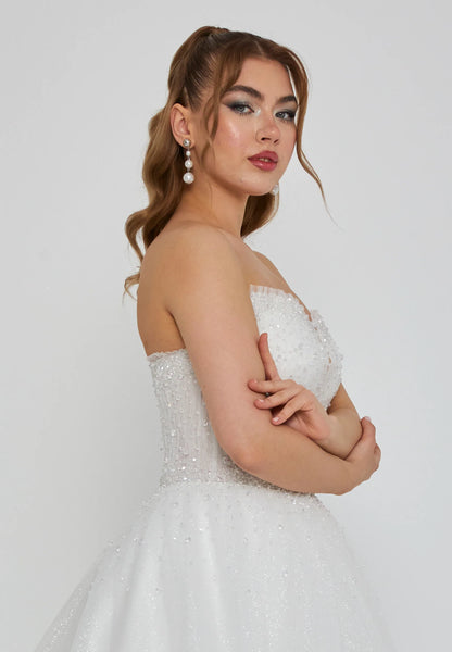 Strapless Maxi Tulle Regular Wedding Dress Unit Price: €210