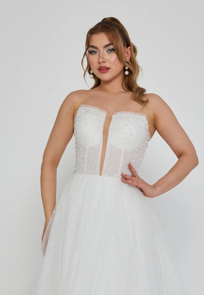 Strapless Maxi Tulle Regular Wedding Dress Unit Price: €210