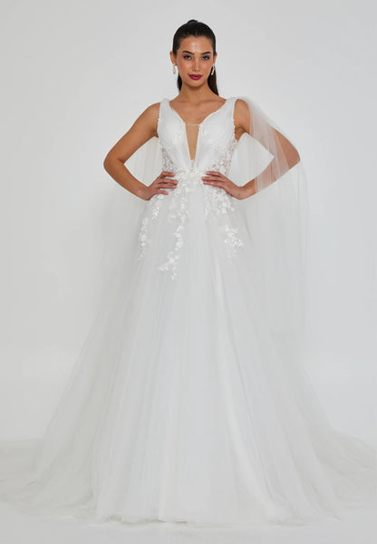 Sleeveless Maxi Tulle Regular Wedding Dress Unit Price: €210