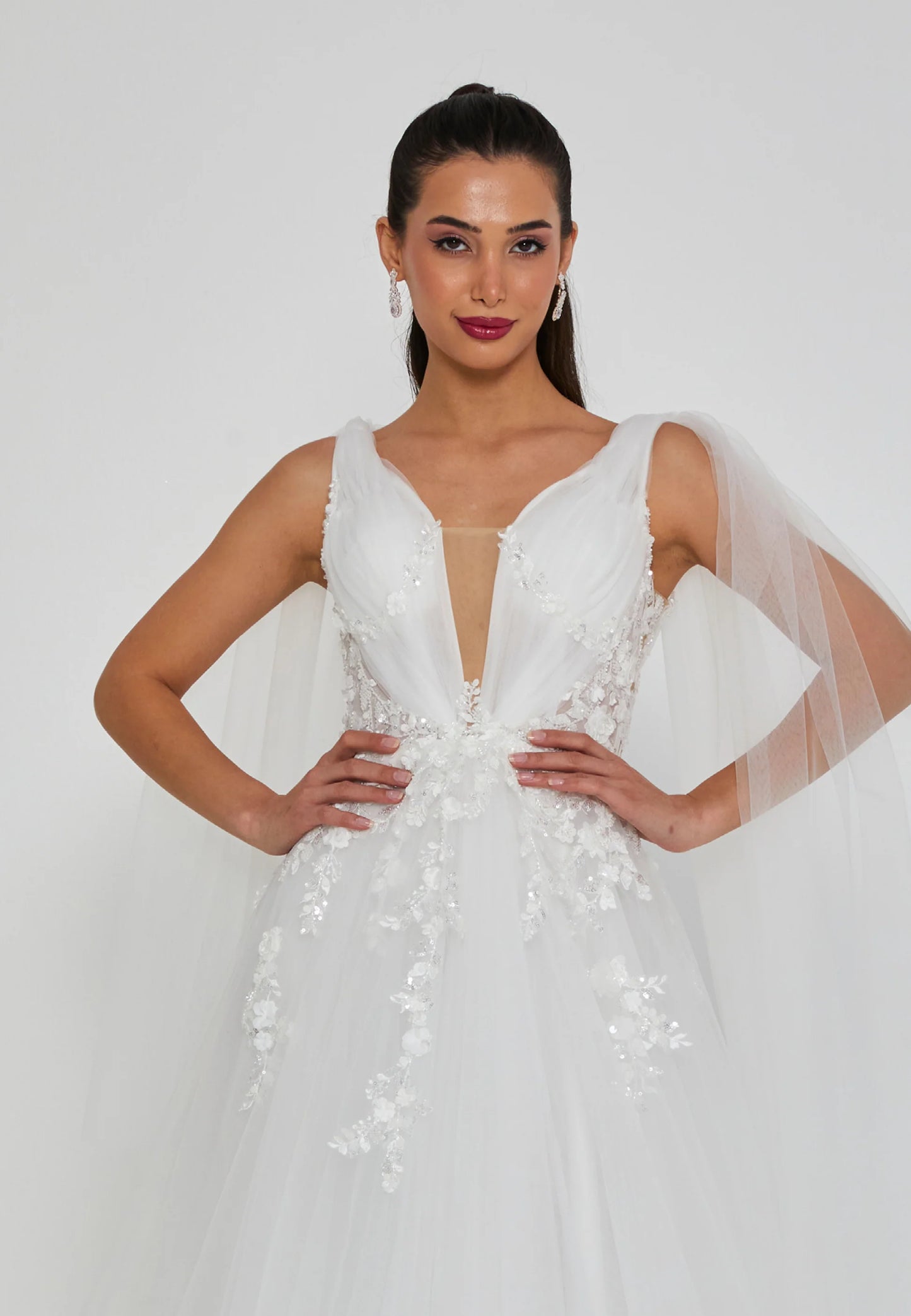 Sleeveless Maxi Tulle Regular Wedding Dress Unit Price: €210