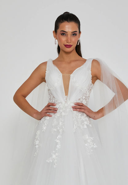 Sleeveless Maxi Tulle Regular Wedding Dress Unit Price: €210