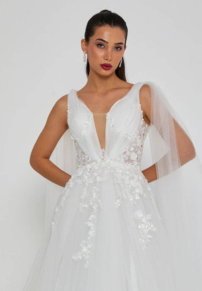 Sleeveless Maxi Tulle Regular Wedding Dress Unit Price: €210