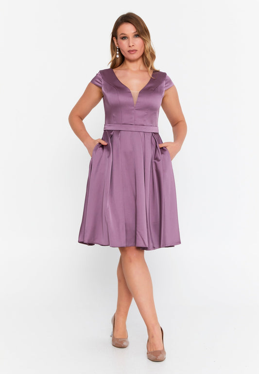 Short Sleeve Mini Satin Column Plus Size Evening Dress Unit Price: €31