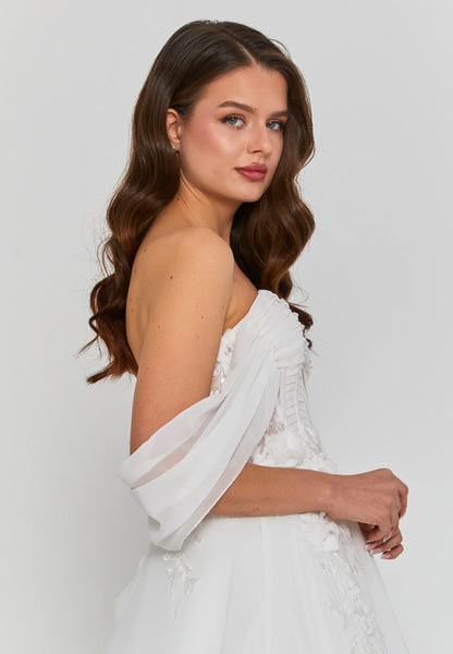 Off Shoulder Maxi Chiffon Regular Wedding Dress Unit Price: €240