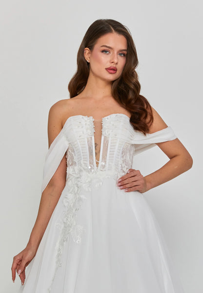 Off Shoulder Maxi Chiffon Regular Wedding Dress Unit Price: €240