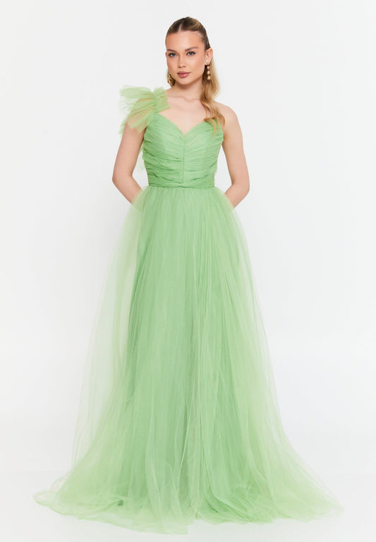 One Shoulder Maxi Tulle A - Line Regular Prom Dress Unit Price: €60