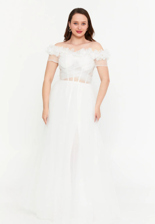 Off Shoulder Maxi Tulle A - Line Regular Prom Dress Unit Price: €80