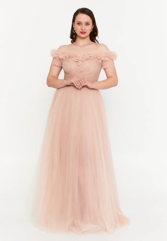 Off Shoulder Maxi Tulle A - Line Regular Prom Dress Unit Price: €80