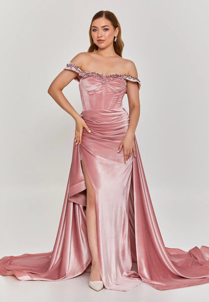 Off Shoulder Maxi Velvet Regular Engagement Dress Unit Price: €590