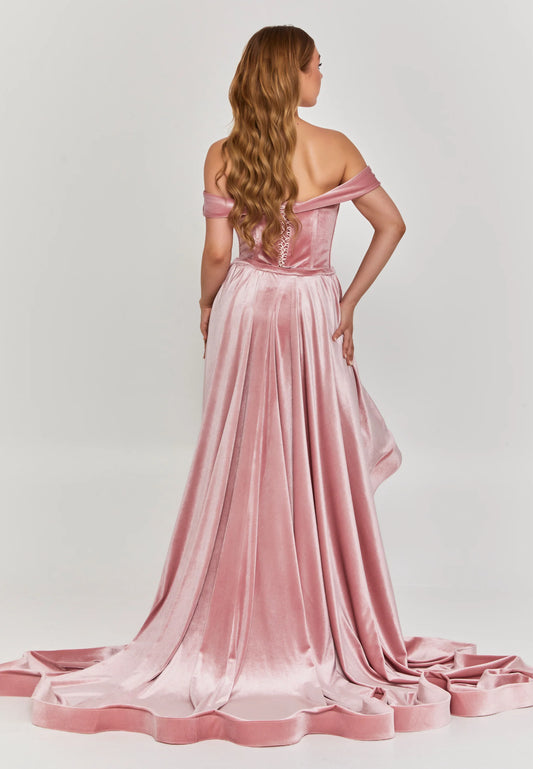 Off Shoulder Maxi Velvet Regular Engagement Dress Unit Price: €590