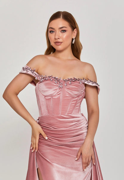 Off Shoulder Maxi Velvet Regular Engagement Dress Unit Price: €590