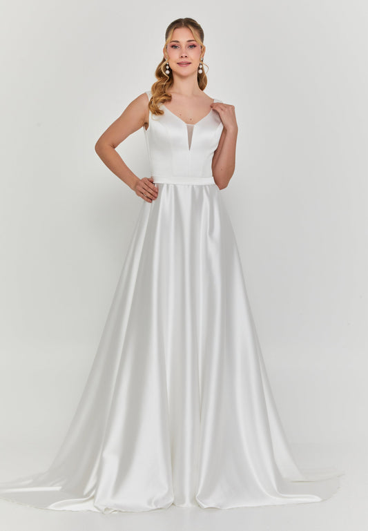 Sleeveless Maxi Satin Regular Wedding Dress Unit Price: €355