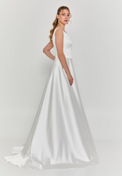 Sleeveless Maxi Satin Regular Wedding Dress Unit Price: €355