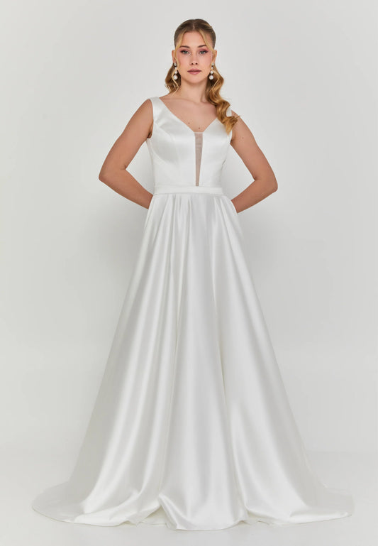 Sleeveless Maxi Satin Regular Wedding Dress Unit Price: €355