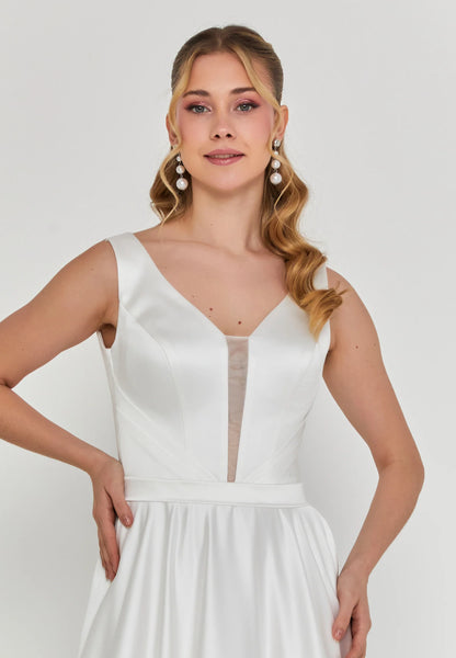 Sleeveless Maxi Satin Regular Wedding Dress Unit Price: €355