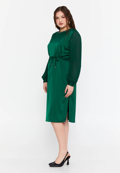 Long Sleeve Midi Satin Column Plus Size Evening Dress Unit Price: €29