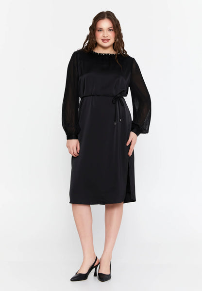 Long Sleeve Midi Satin Column Plus Size Evening Dress Unit Price: €29