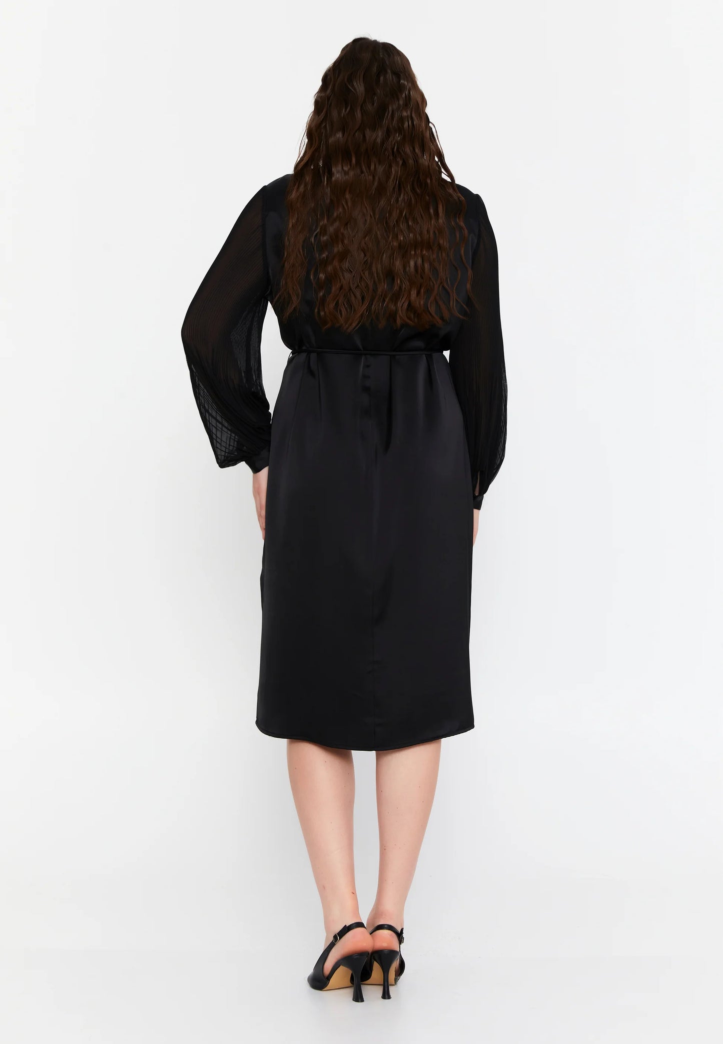 Long Sleeve Midi Satin Column Plus Size Evening Dress Unit Price: €29