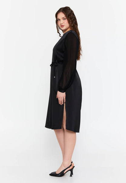 Long Sleeve Midi Satin Column Plus Size Evening Dress Unit Price: €29