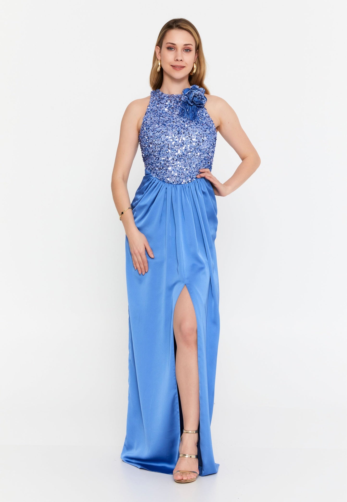 Sleeveless Maxi Satin Column Regular Wedding Guest Dress Unit Price: €47