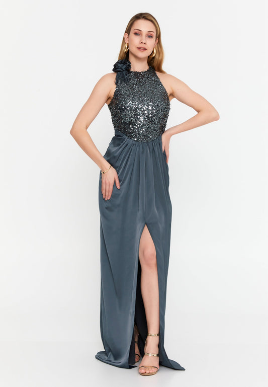 Sleeveless Maxi Satin Column Regular Wedding Guest Dress Unit Price: €47
