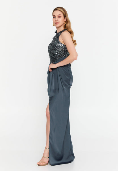 Sleeveless Maxi Satin Column Regular Wedding Guest Dress Unit Price: €47