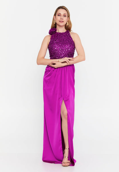 Sleeveless Maxi Satin Column Regular Wedding Guest Dress Unit Price: €47