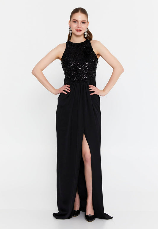 Sleeveless Maxi Satin Column Regular Wedding Guest Dress Unit Price: €47