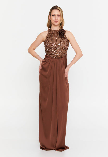 Sleeveless Maxi Satin Column Regular Wedding Guest Dress Unit Price: €47