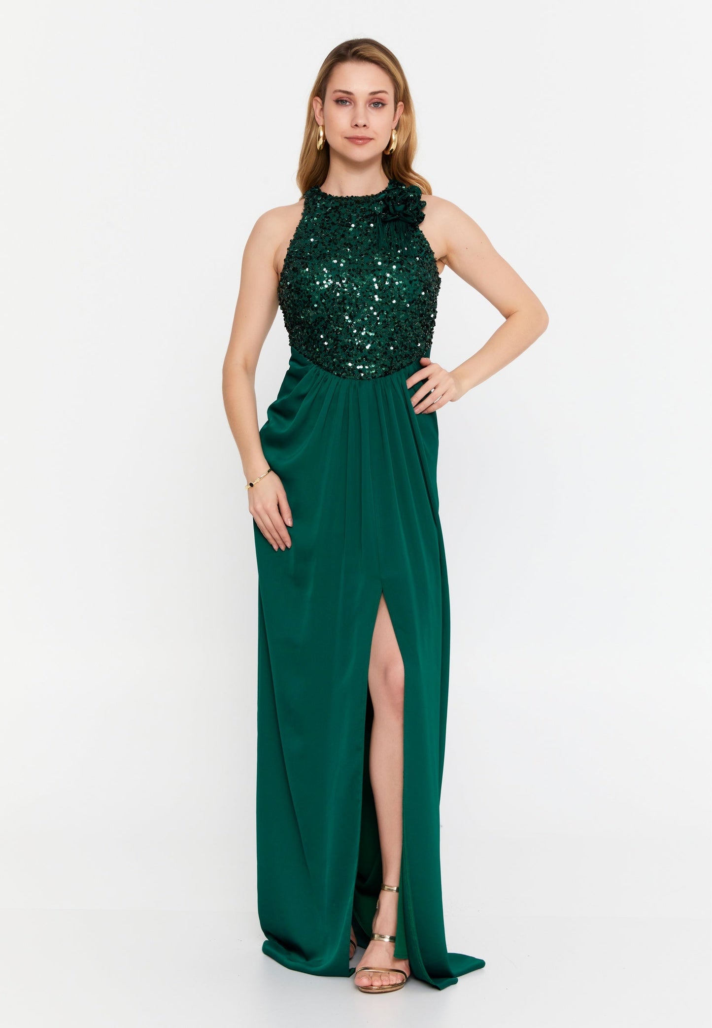 Sleeveless Maxi Satin Column Regular Wedding Guest Dress Unit Price: €47