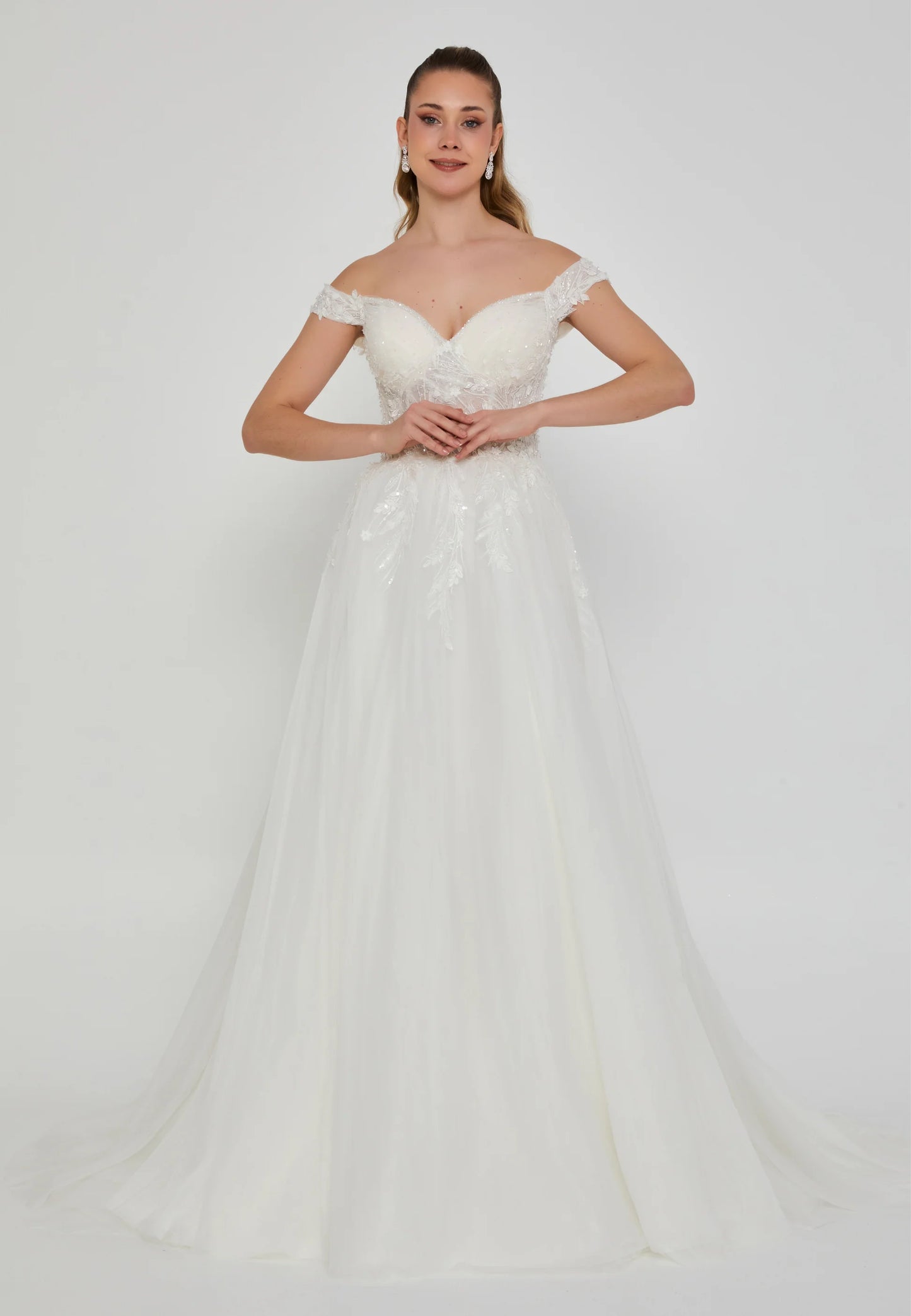 Off Shoulder Maxi Tulle Regular Wedding Dress Unit Price: €300