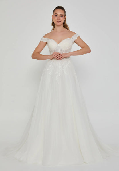 Off Shoulder Maxi Tulle Regular Wedding Dress Unit Price: €300