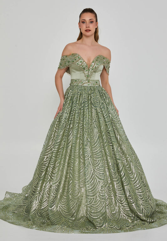 Off Shoulder Maxi Tulle Regular Engagement Dress Unit Price: €250