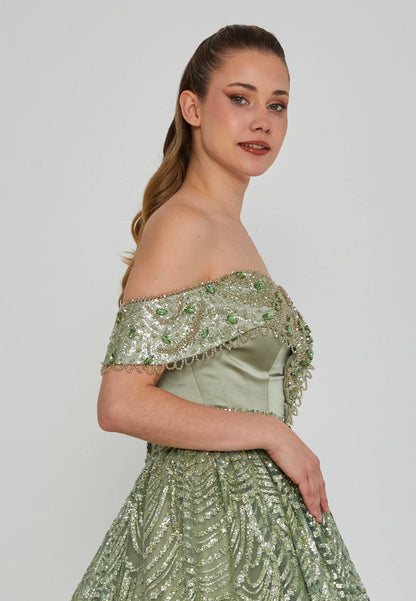 Off Shoulder Maxi Tulle Regular Engagement Dress Unit Price: €250