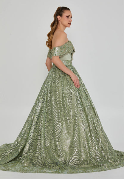 Off Shoulder Maxi Tulle Regular Engagement Dress Unit Price: €250