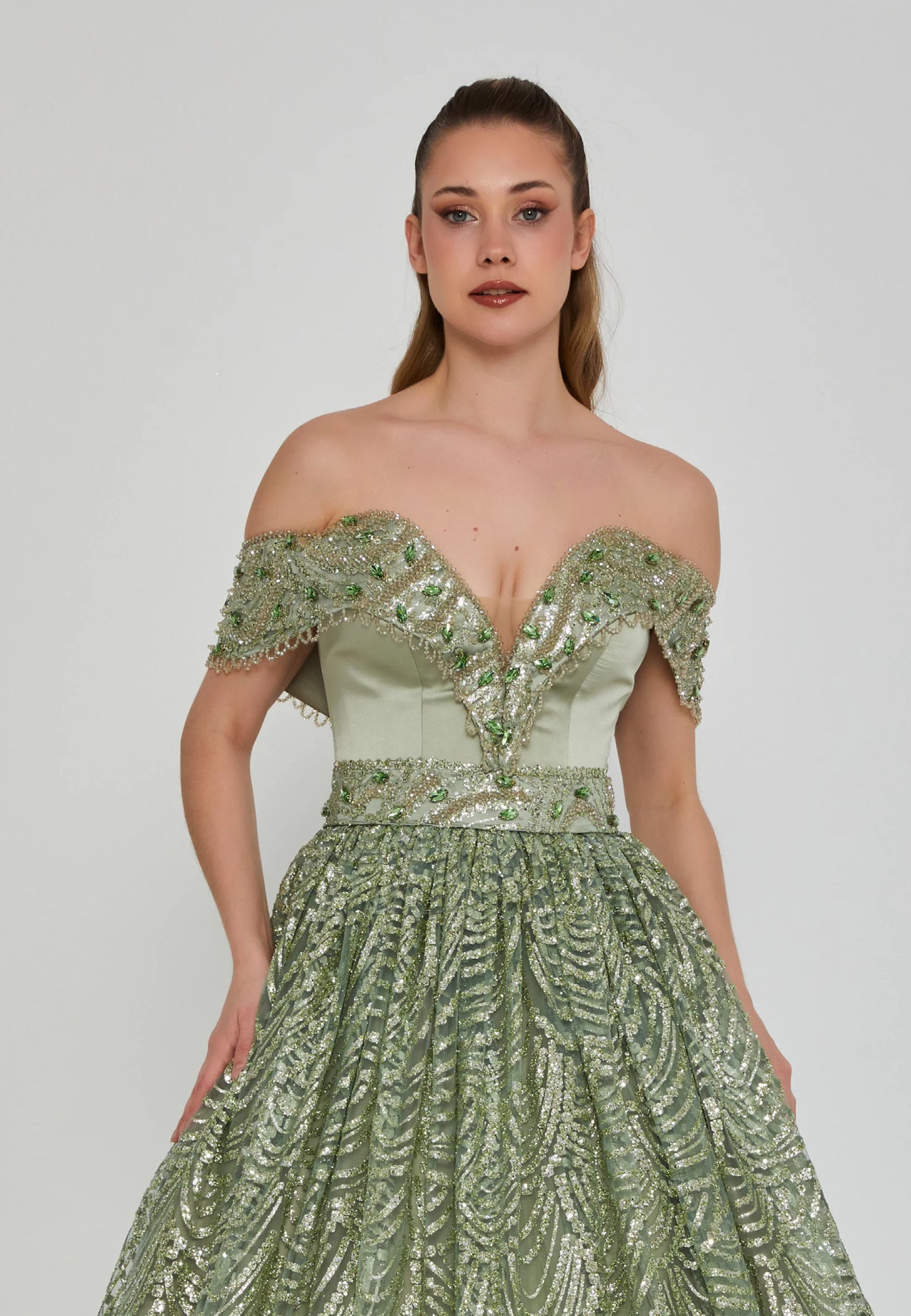 Off Shoulder Maxi Tulle Regular Engagement Dress Unit Price: €250