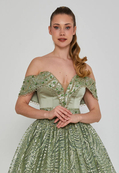 Off Shoulder Maxi Tulle Regular Engagement Dress Unit Price: €250