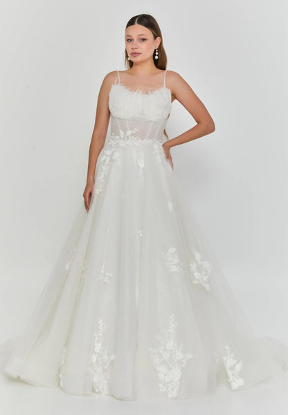 Sleeveless Maxi Tulle Regular Wedding Dress Unit Price: €300